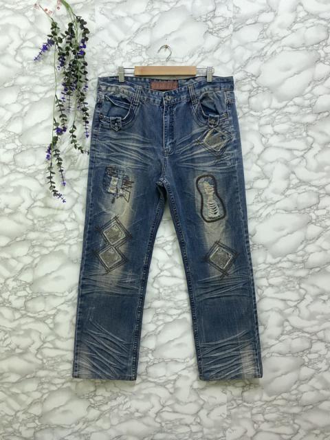 Other Designers Designer - Vintage ZHAO DAO Patches Distressed Denim Jean