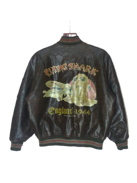 Other Designers Vintage - Vtg Flying Shark England Military Leather Jacket Motorcycle