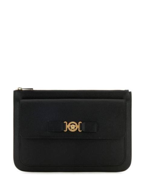 VERSACE Versace Man Black Leather Large Medusa Biggie Clutch