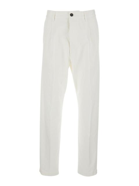 Dsquared2 Men White Five-Pocket Pants With Logo Patch On The Back In Cotton Man