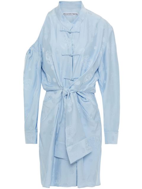 Alexander Wang Cold-shoulder knotted silk-jacquard mini dress