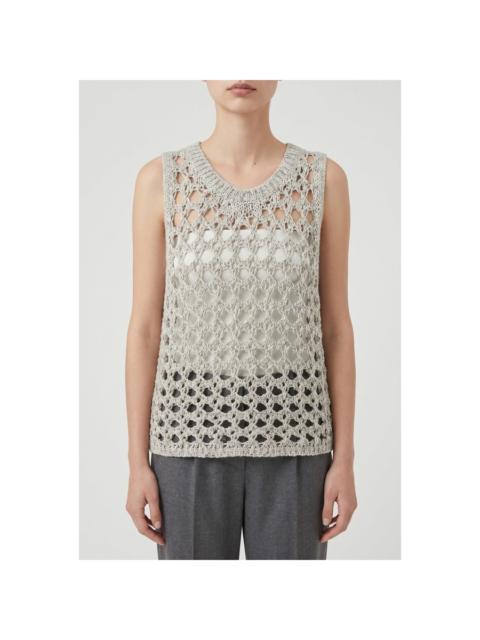 Brunello Cucinelli Brunello Cucinelli Wolight Grey Openwork Knit Sweater