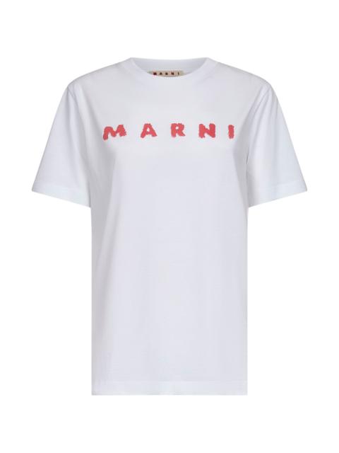 Marni Women White Jersey Marni Scribbled Logo T-Shirt