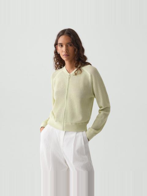 Theory Pointelle Bomber Jacket in Crepe Knit