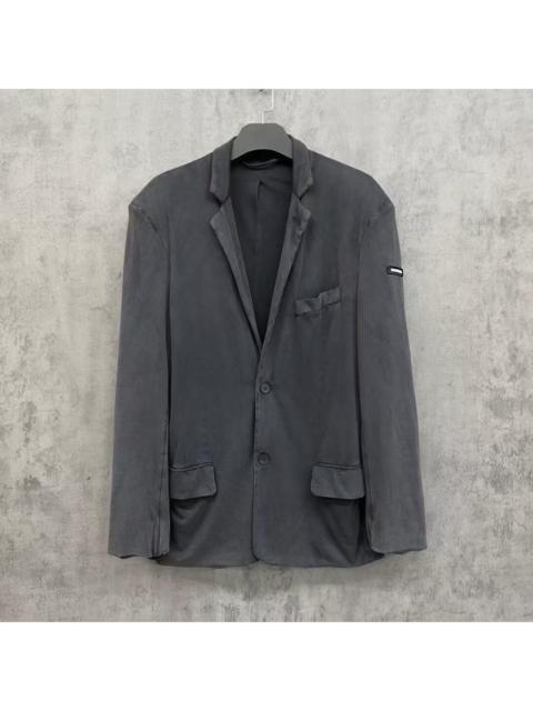 BALENCIAGA Balenciaga 2024 Washed & Distressed Suit Jacket with Sleeve Logo Patch