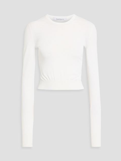 Another Tomorrow Cropped stretch-knit sweater