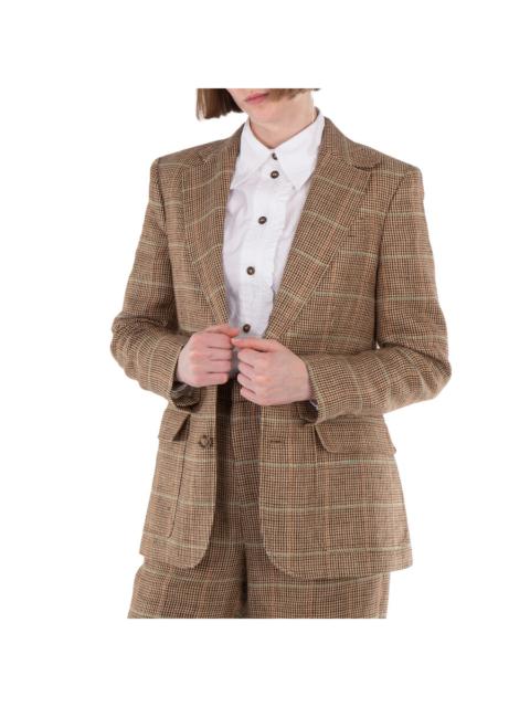 Other Designers Polo Ralph Lauren Hertiage Plaid Linen-Silk Blazer