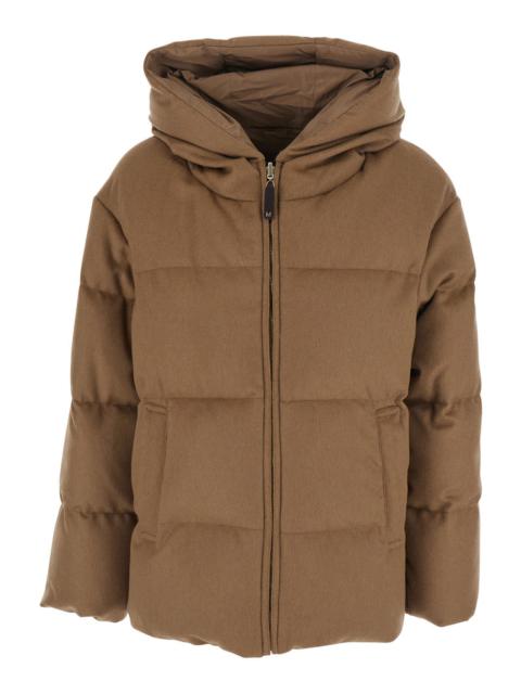 Max Mara Max Mara Women 'Dama' Beige Reversible Down Jacket With Hood And Welt Pockets On The Front In Tech F