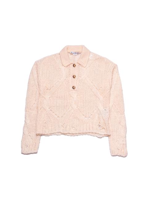 Acne Studios Acne Studios Korlie Cable Knit Polo Sweater Ivory White