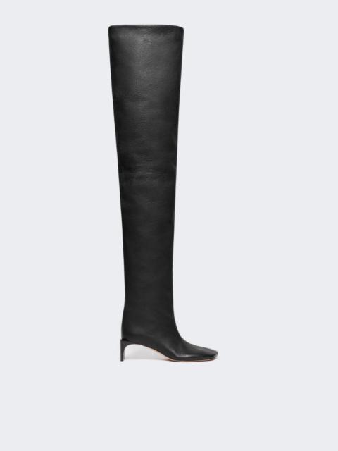 Sportmax Thigh-high calfskin boots - RUNWAY - BLACK