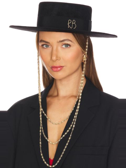 RUSLAN BAGINSKIY Monogram-embellished Canotier Hat