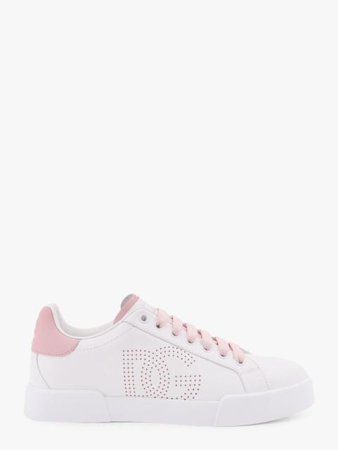 Dolce & Gabbana Dolce & Gabbana Women Portofino Low-Top Leather Sneakers With Lateral Monogram