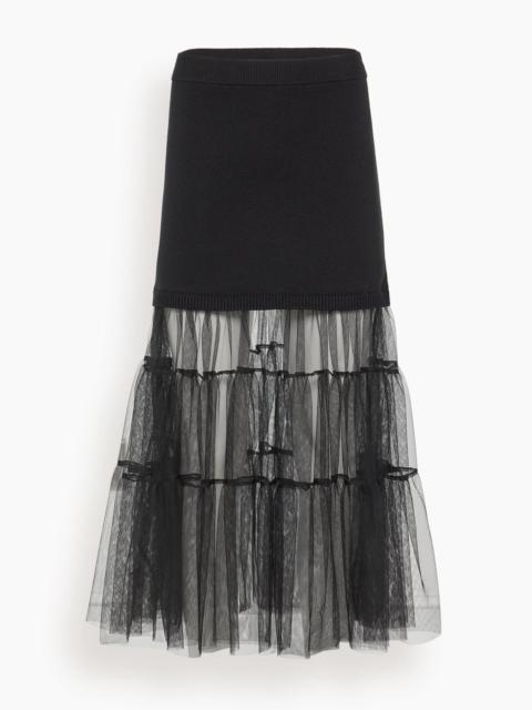 Sea Seraphine Solid Knit Tulle Skirt in Black