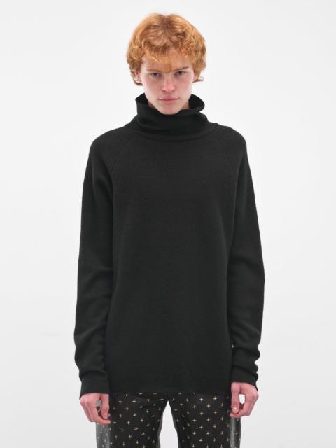 M.A+ Black Alpaca Raglan Turtleneck Sweater