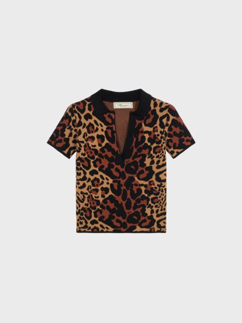 Blumarine ANIMALIER PRINT VISCOSE POLO SHIRT