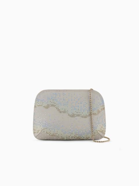 GIORGIO ARMANI La Prima satin and rhinestone clutch bag with wave motif