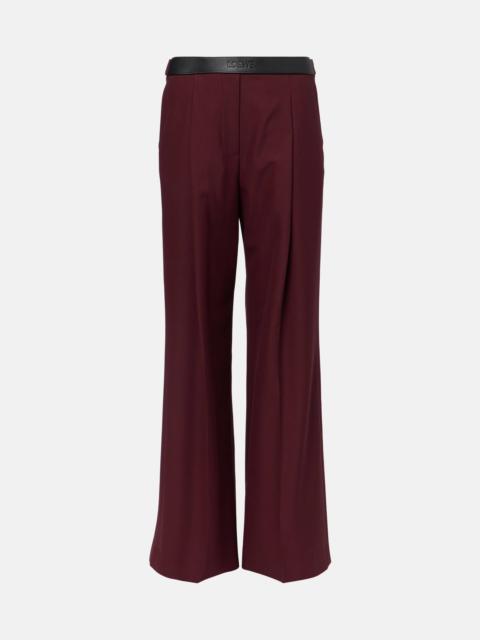 Loewe Leather-trimmed wool wide-leg pants