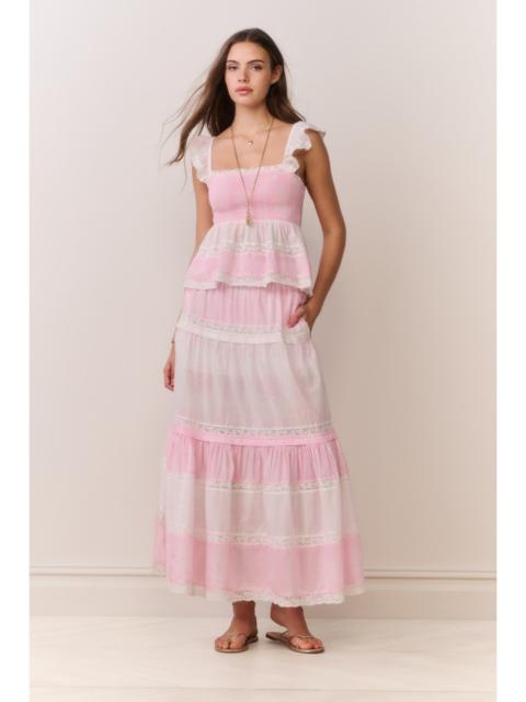 LoveShackFancy Phia Mixed Print Maxi Skirt