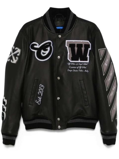 Off-White Off White Men Leather Bomber Jacket