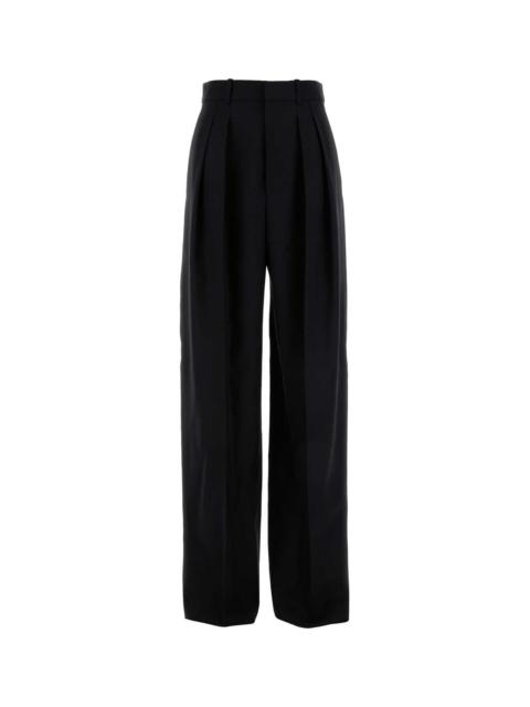 Saint Laurent Women Black Wool Wide-Leg Pant