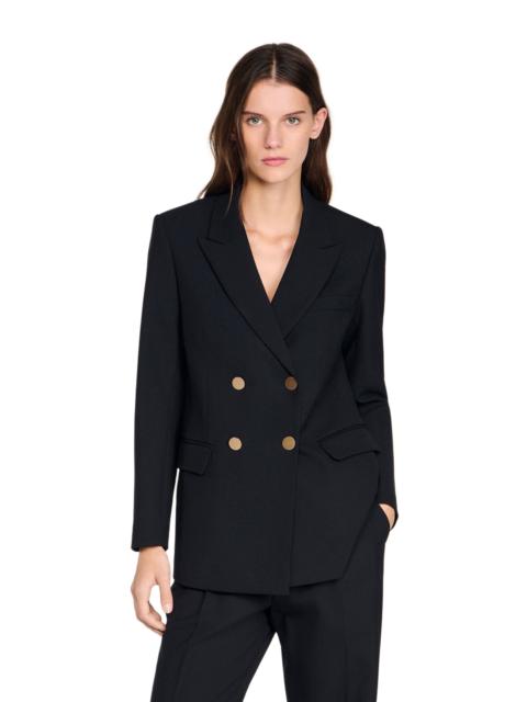 Sandro SANDRO Wool slim-fit suit jacket in Black at Nordstrom