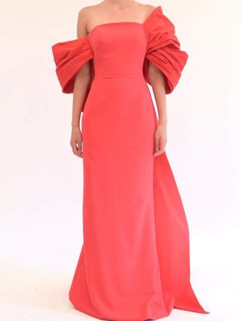 Marchesa TAFFETA SLEEVE COLUMN  GOWN