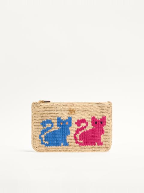 Valentino RAFFIACHAT RAFFIA CLUTCH WITH EMBROIDERY