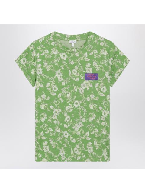 Loewe Loewe Green Slim T-Shirt With Floral Jacquard Pattern Women