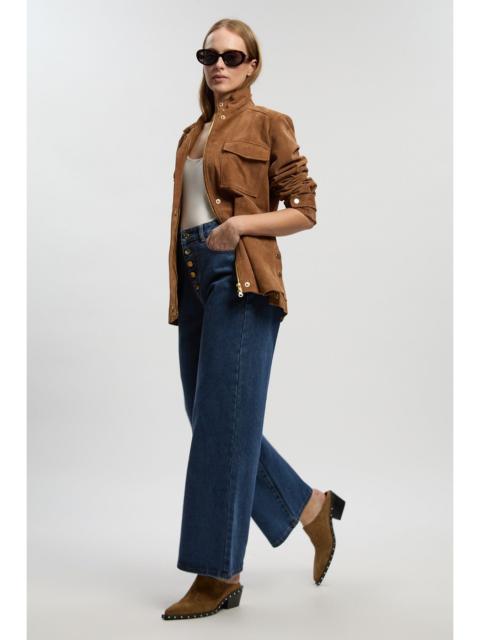 KAREN MILLEN Denim Button Front Straight Leg Jean