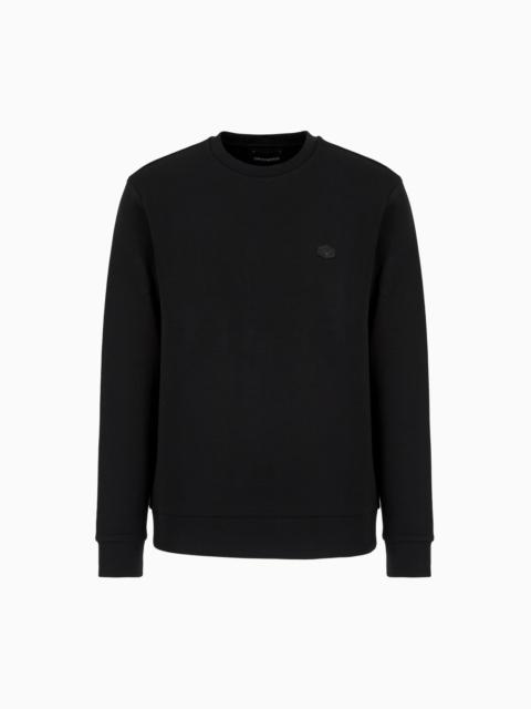 EMPORIO ARMANI Crew-neck sweatshirt with micro logo patch