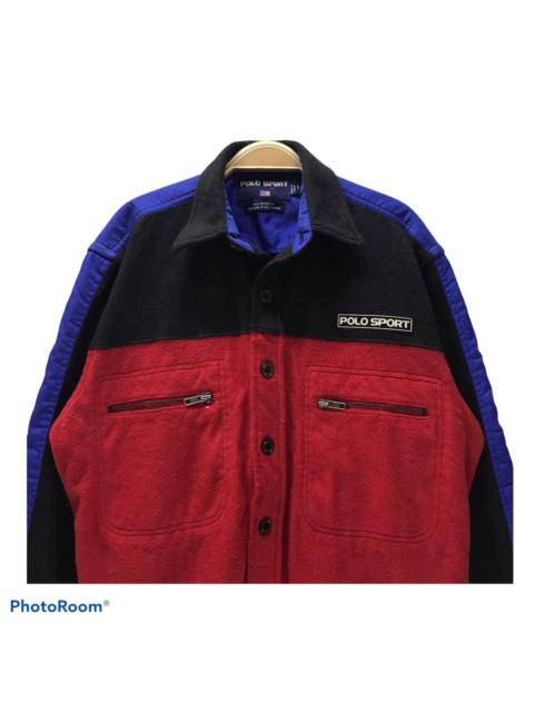 Polo Ralph Lauren Vintage 90s Polo Sport Oversized Fleece Jacket Button Up