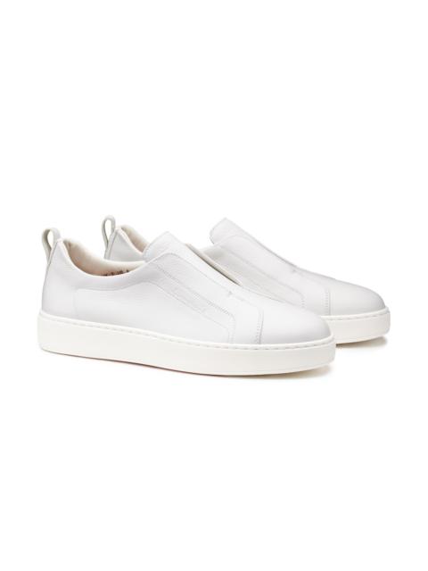 Santoni Men's white leather slip-on sneaker