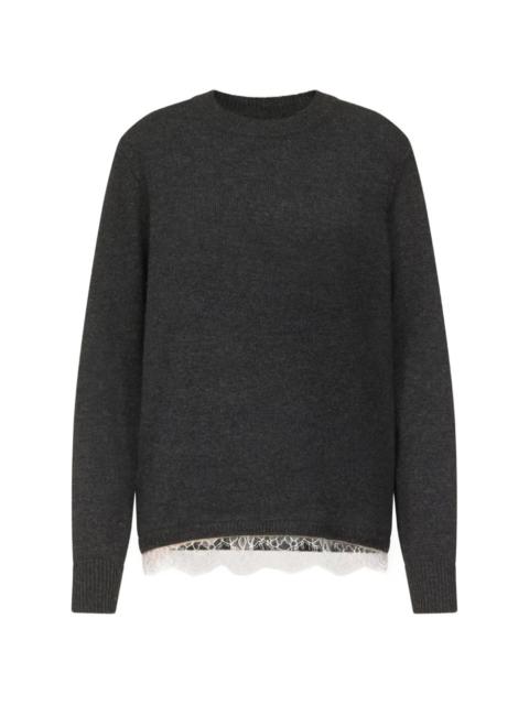 Loulou de Saison Arvo Lace Trim Sweater in Charcoal