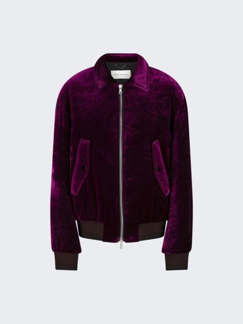 Dries Van Noten Venlo Velvet Bomber Jacket Burgundy
