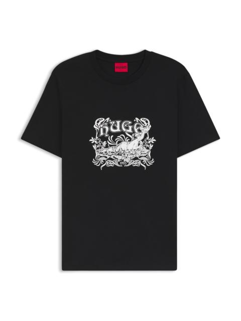 HUGO COTTON-JERSEY T-SHIRT WITH LOGO ARTWORK