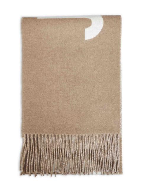 JACQUEMUS Jacquemus Women Taupe Wool The Jacquemus Fringe Logo Scarf