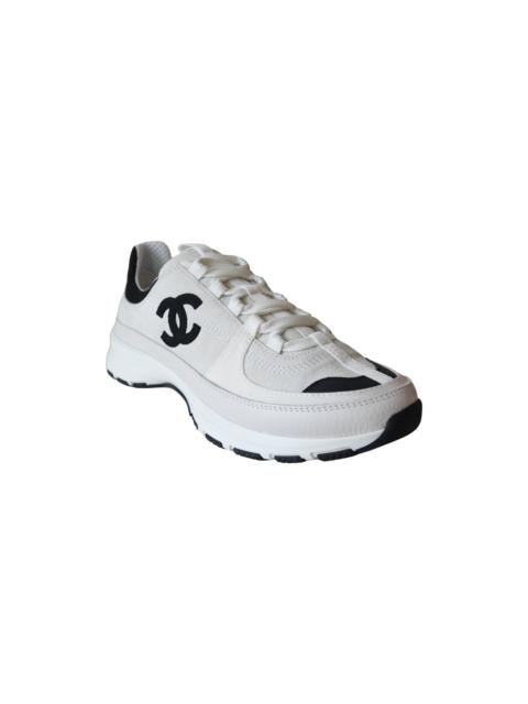 CHANEL Chanel Calfskin Suede Calfskin Sneakers White Black