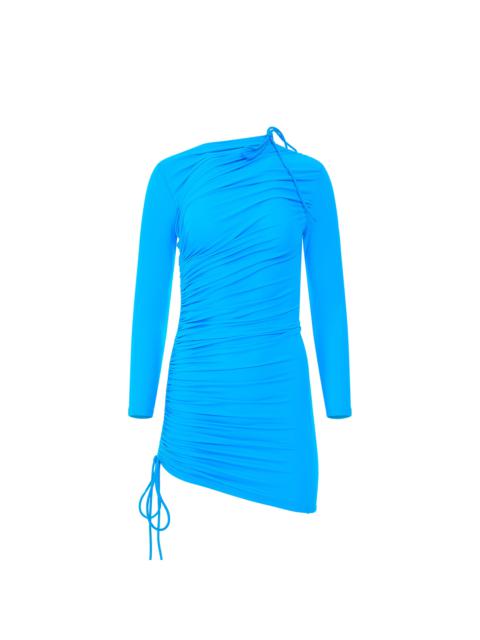 BALENCIAGA Mini Matte Spandex Dress in Cyan