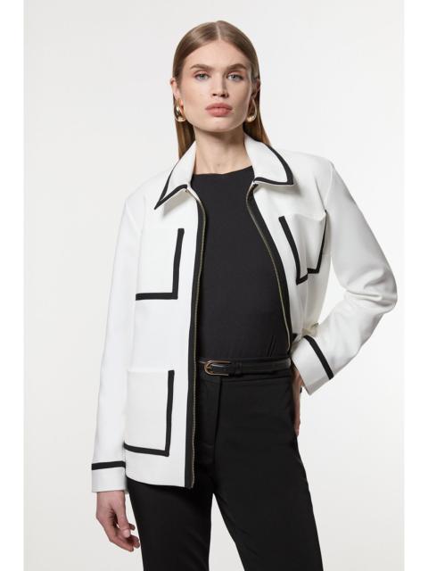 KAREN MILLEN Compact Stretch Tipped Pocketed Tailored Jacket