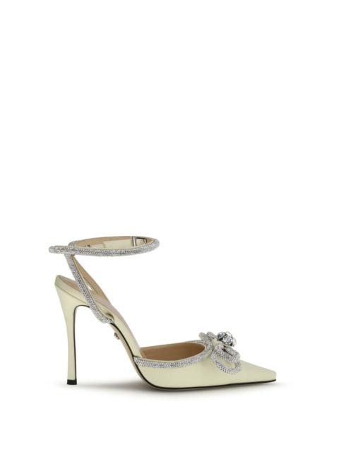 MACH & MACH Mach & Mach Double Crystal Bow Satin Pumps Pastel Yellow