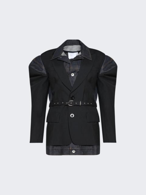 sacai Suiting X Denim Jacket Black And Indigo