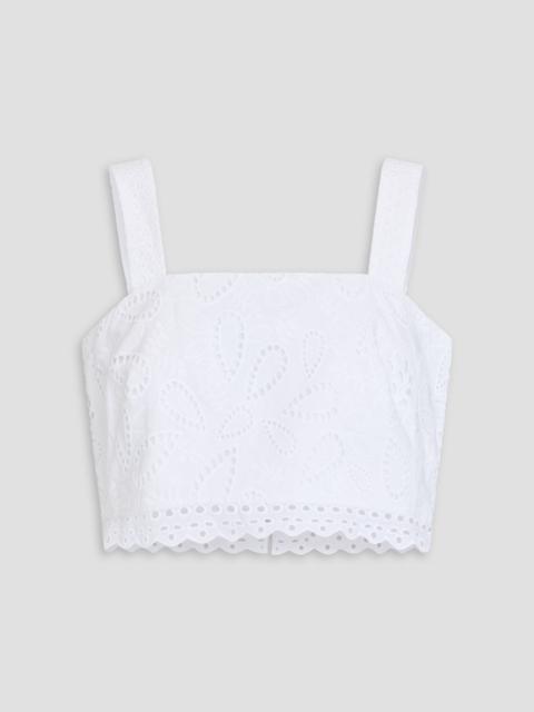 SALONI Meadow cropped broderie anglaise cotton top