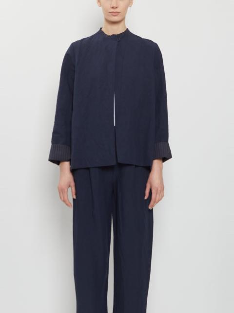 apuntob Ruche Collar Linen Jacket — Abyss
