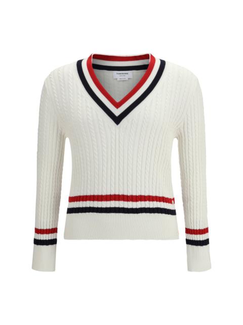 Thom Browne Thom Browne Intarsia Cable-knit V-neck Sweater