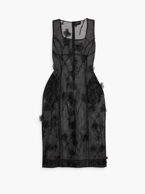 Simone Rocha Floral-appliquéd organza midi dress