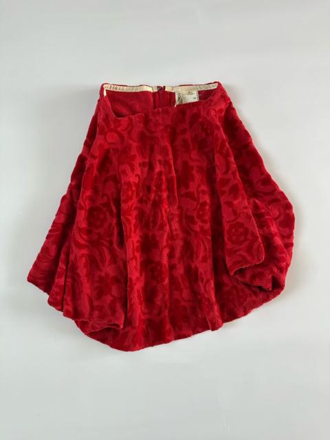 Comme Des Garçons Comme Des Garcons Rei Kawakubo 1996 Main Line Red Flower Flocked Skirt