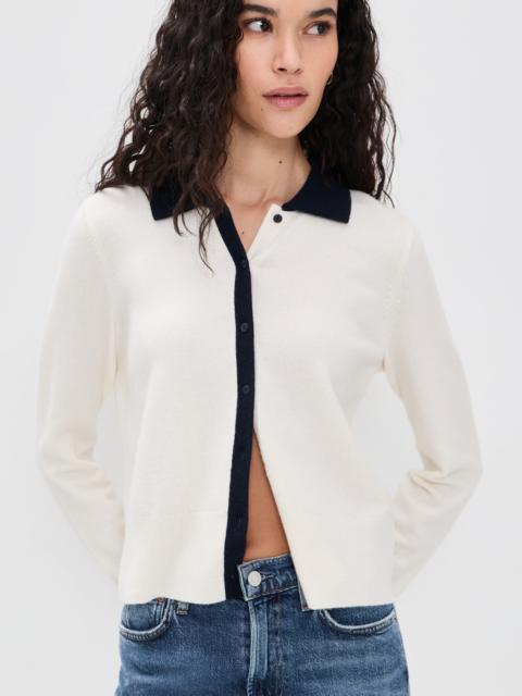 Vince Cashmere Blend Contrast Collared Cardigan