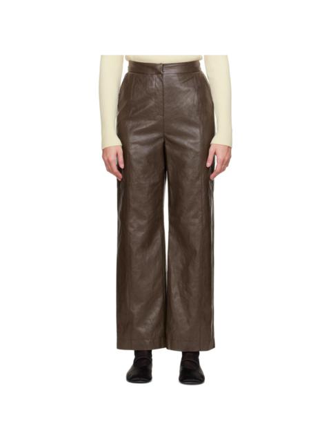 LVIR Brown Grained Faux-Leather Pants