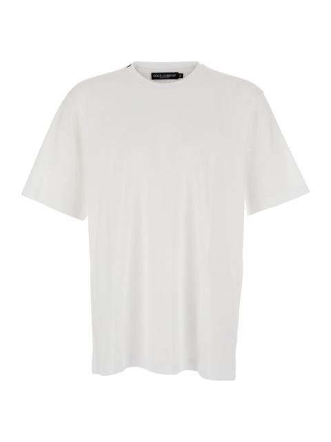 Dolce & Gabbana Dolce & Gabbana Men White Crew Neck T-Shirt With Back Logo Patch In Cotton Man