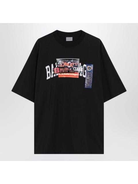 BALENCIAGA Balenciaga Bumper Stickers Medium-Fit Cotton T-Shirt In Black Men